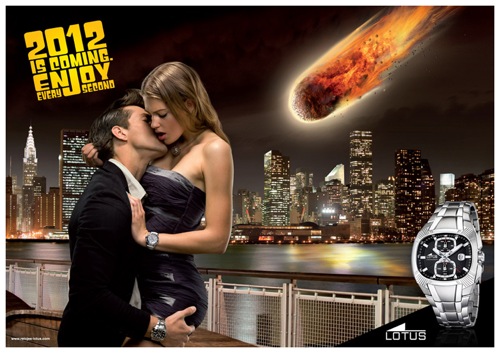 Lotus_watches-ad.jpg La publicité exploite 2012 et la fin du monde sur un mode ironique, comme cette marque de montres.